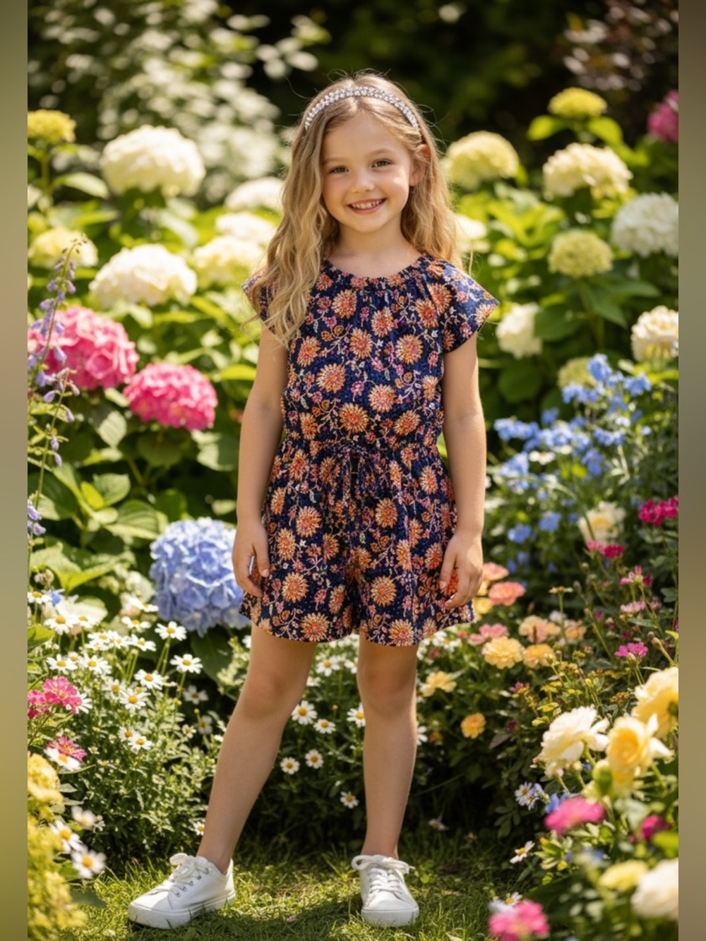 Gap Girls Navy Floral Tiered Dress Size 4T